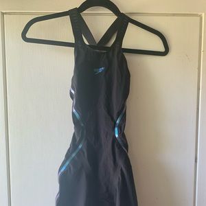 Speedo LZR X - Open Back - Black w Blue/Purple Details - Size 23